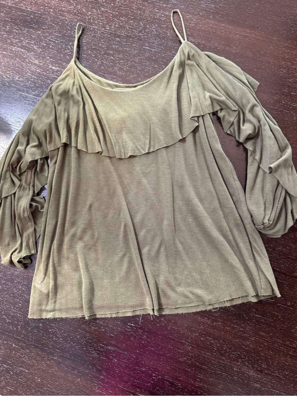 Bailey 44 Olive Ruffle Cold-Shoulder Top - Picture 5 of 11